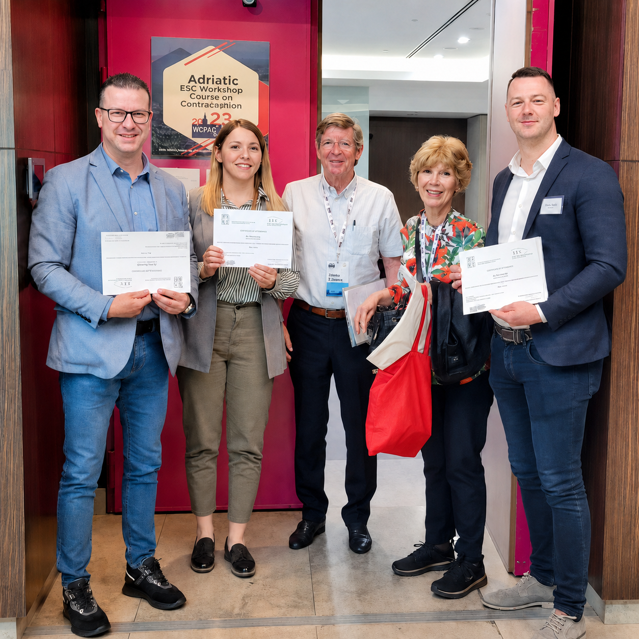A moment from a workshop with certificates