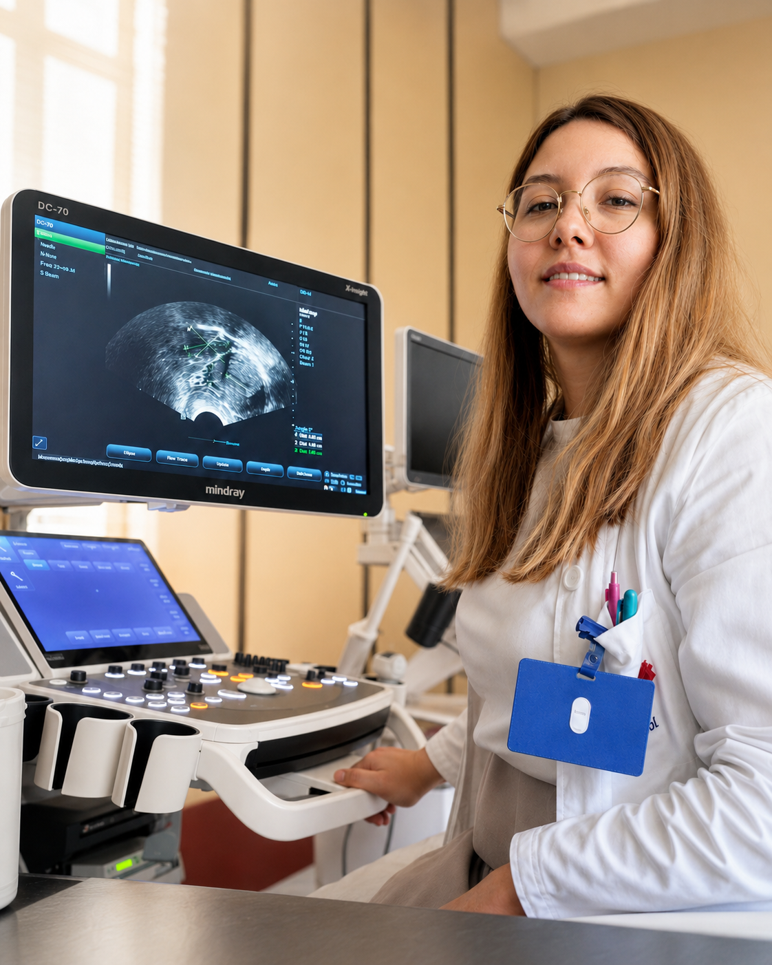 Ivana Kostic beside ultrasound equipment